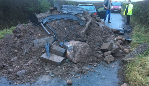 Eight tonne fly tip blocks road and is hit by motorist 